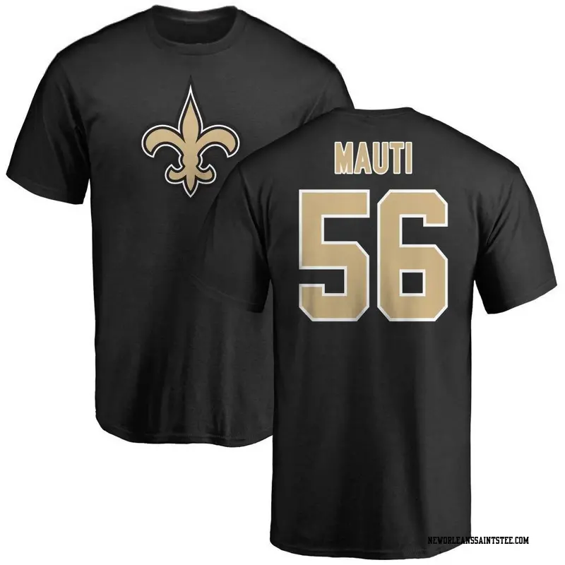 Men's New Orleans Saints ＃56 Michael Mauti Black Name & Number Logo T-Shirt