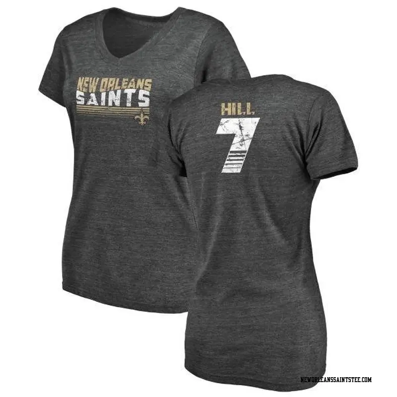Women's New Orleans Saints ＃7 Taysom Hill Black Retro V-Neck T-Shirt
