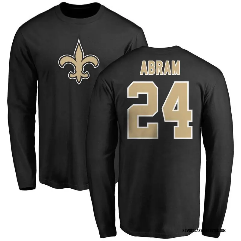 Youth New Orleans Saints ＃24 Johnathan Abram Black Name & Number Logo Long Sleeve T-Shirt